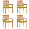 vidaXL Stapelbare Gartenst&uuml;hle mit Kissen 4 Stk. Massivholz Teak