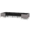 vidaXL 7-tlg. Garten-Lounge-Set mit Kissen Poly Rattan Dunkelgrau