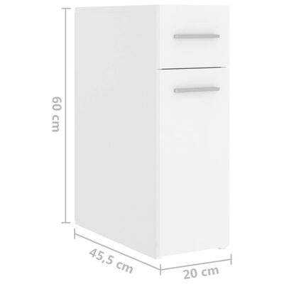 vidaXL Apothekerschrank Weiß 20x45,5x60 cm Holzwerkstoff