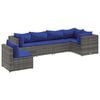 vidaXL 6-tlg. Garten-Lounge-Set mit Kissen Grau Poly Rattan