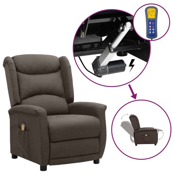 vidaXL Massagesessel mit Aufstehhilfe Braun Stoff