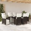 vidaXL Garten Essgruppe mit Kissen 7 pcs Braun Poly Rattan