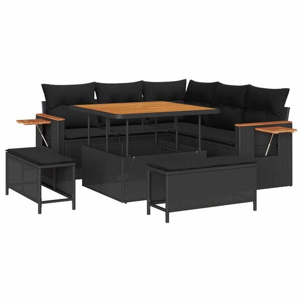 vidaXL Gartensofa-set mit Kissen 8 pcs Schwarz