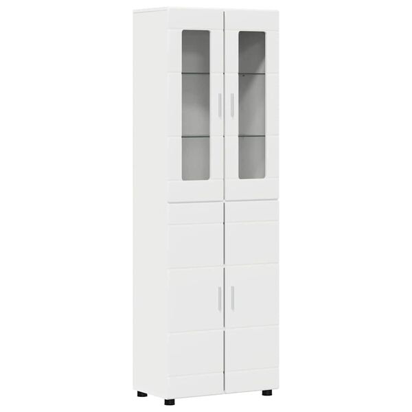 vidaXL Highboard mit Regal mit T&uuml;r Wei&szlig; 60 x 35 x 182 cm Holzwerkstoff