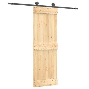 vidaXL Schiebet&uuml;r Nat&uuml;rlich und Schwarz 70 x 210 cm Massivkiefer