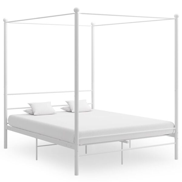 vidaXL Himmelbett Weiß Metall 160x200 cm