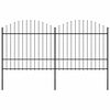 vidaXL Gartenzaun mit Speerspitze Stahl 337 x 175 cm Schwarz
