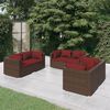 vidaXL 6-tlg. Garten-Lounge-Set mit Auflagen Poly Rattan Braun
