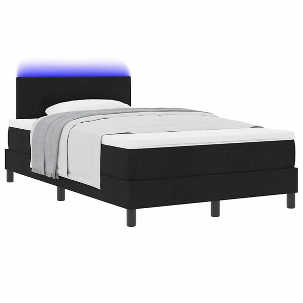 vidaXL Boxspringbett mit Matratze mit LED Schwarz 120 x 190 cm Stoff