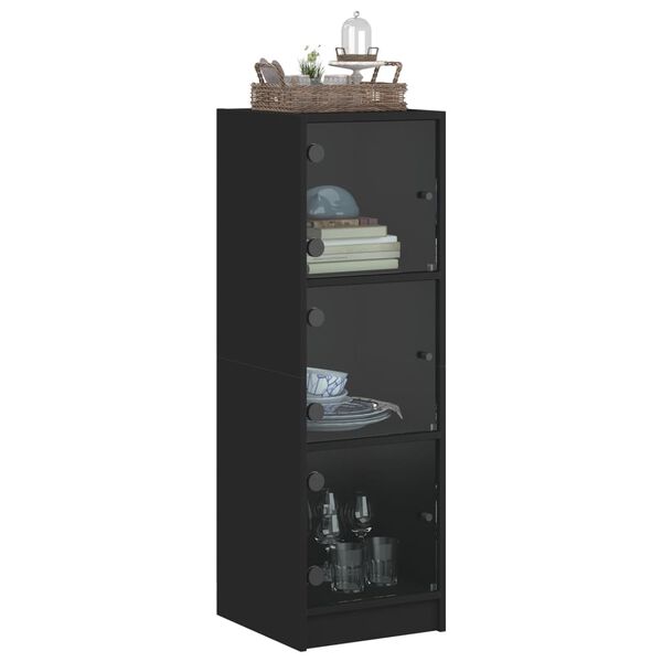 vidaXL Highboard mit Glastüren Schwarz 35x37x109 cm