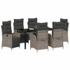 vidaXL Garten Essgruppe mit Kissen 7 pcs Grau Poly-Rattan