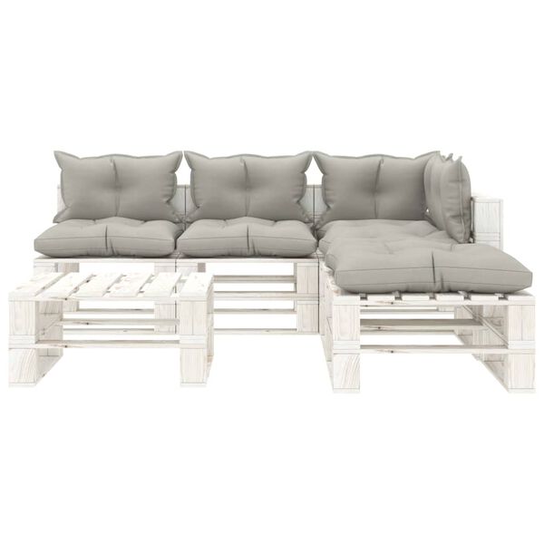 vidaXL 6-tlg. Garten-Lounge-Set Paletten mit Kissen in Taupe Holz
