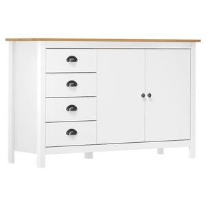 vidaXL Sideboard Hill Wei&szlig; 130x40x80 cm Massivholz Kiefer