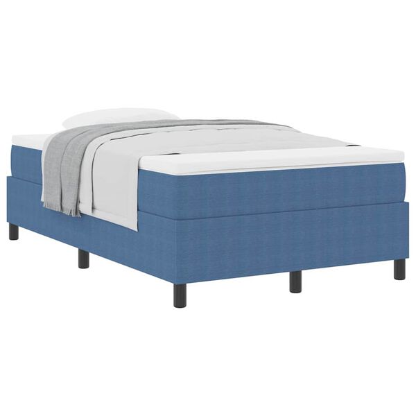 vidaXL Boxspringbett Blau und Wei&szlig; 120 x 190 cm Cordstoff