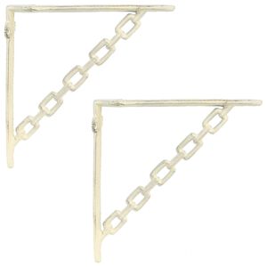 vidaXL Wandregalhalterungen 2 stk. Antik Wei&szlig; 10,5 x 10,5 x 3 cm Stahl