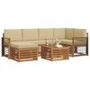 vidaXL Ecksofa Set mit Kissen 7 pcs Natur und Beige Massivholz Akazie