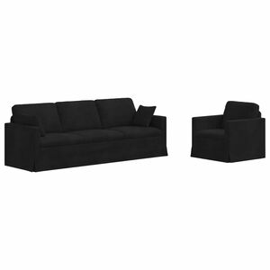 vidaXL Sofa Set 2 pcs Schwarz 228 x 78 x 80 cm Samt