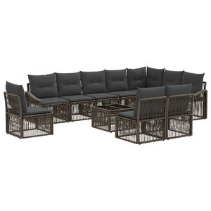vidaXL Gartensofa-set 11 stk. Grau Poly-Rattan