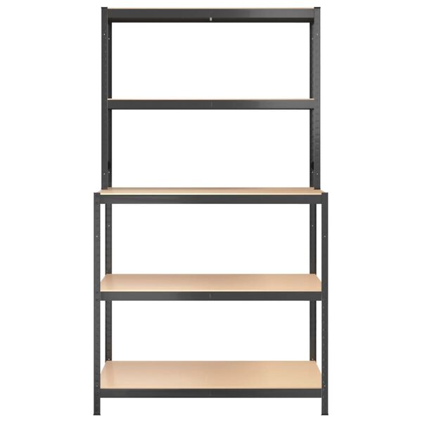 vidaXL Arbeitstisch mit 5 Ablagen Anthrazit Stahl & Holzwerkstoff