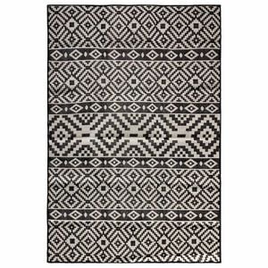 vidaXL Outdoor-Teppich Flachgewebe 160x230 cm Schwarz Gestreift