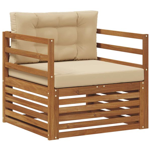 vidaXL Outdoor-Sofagarnitur Massives Akazienholz und Polyester Natur