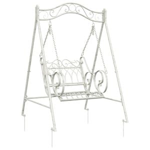 vidaXL Schaukelbank Stahl 113 x 121,5 x 168 cm Antik Wei&szlig;