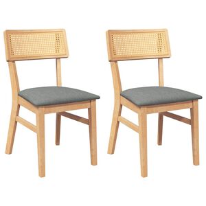 vidaXL Esszimmerst&uuml;hle mit Kissen 2 Stk. Massivholz Gummibaum