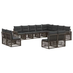 vidaXL Gartensofa-set 12 stk. Grau und Dunkelgrau Poly-Rattan