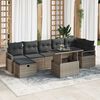vidaXL Garten-Sofa-Set mit Kissen mit Speicher 8 pcs Grau Poly Rattan