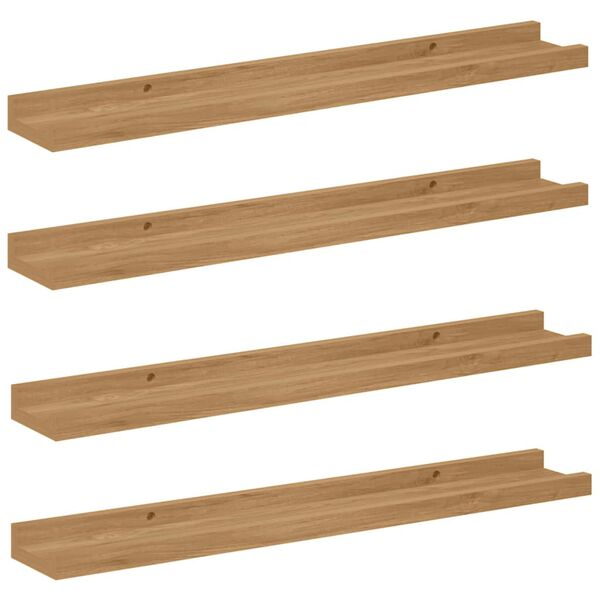 vidaXL Wandregal mit Regal 4 pcs Braun 60 x 9 x 3 cm Holzwerkstoff