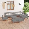 vidaXL 10-tlg. Garten-Lounge-Set Massivholz Kiefer Grau