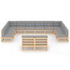 vidaXL 12-tlg. Garten-Lounge-Set mit Kissen Massivholz Kiefer