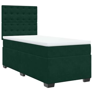 vidaXL Boxspringbett mit Matratze Dunkelgr&uuml;n 100x200 cm Samt