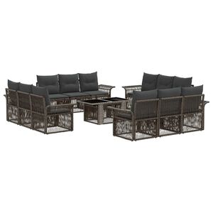 vidaXL Gartensofa-set 13 stk. Grau und Dunkelgrau Poly-Rattan