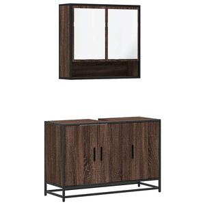 vidaXL 2-tlg. Badm&ouml;bel-Set Braun Eichen-Optik Holzwerkstoff