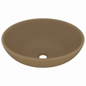vidaXL Luxuri&ouml;ses Ovales Waschbecken Matt Creme 40x33 cm Keramik