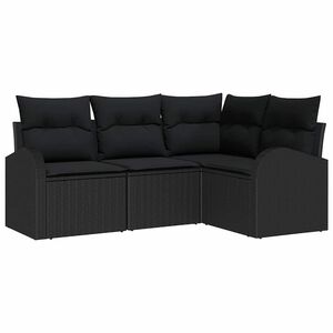 vidaXL Gartensofa-set mit Kissen 4 pcs Schwarz Poly-Rattan