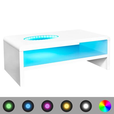 vidaXL Couchtisch mit LED-Licht Hochglanz Weiß
