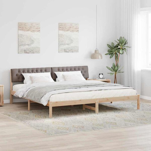 vidaXL Bettgestell Braun und Taupe 200 x 200 cm Massivholz Kiefer
