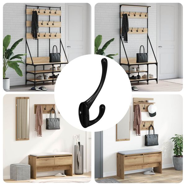 vidaXL Kleiderhaken 346 pcs Schwarz 102 x 29 x 47mm Zinklegierung