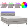 vidaXL Boxspringbett mit Matratze & LED Hellgrau 140x190 cm Stoff