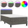 vidaXL Boxspringbett mit Matratze & LED Dunkelgrau 90x200 cm Samt