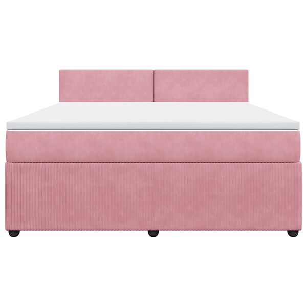 vidaXL Boxspringbett mit Matratze Rosa 180x200 cm Samt