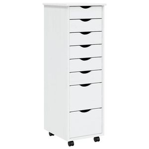 vidaXL Rollschrank mit Schubladen MOSS Wei&szlig; Massivholz Kiefer