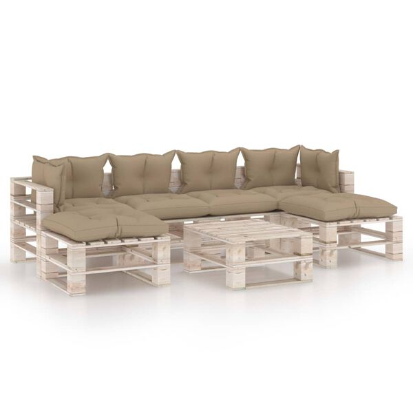 vidaXL 7-tlg. Garten-Lounge-Set aus Paletten mit Kissen Kiefernholz