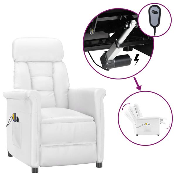 vidaXL Massagesessel Elektrisch Wei&szlig; Kunstleder