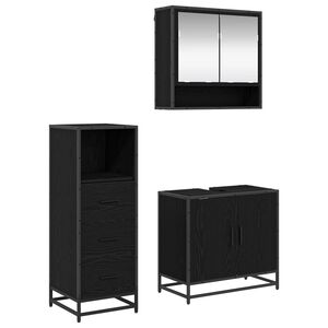 vidaXL Badezimmerm&ouml;bel-Set 3 stk. Schwarz Eichen-Optik 65 x 33 x 60 cm