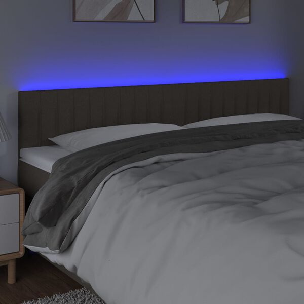 vidaXL LED Kopfteil Taupe 180x5x78/88 cm Stoff