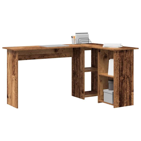 vidaXL Schreibtisch mit Regal Altholz 142 x 102 x 73 cm Holzwerkstoff