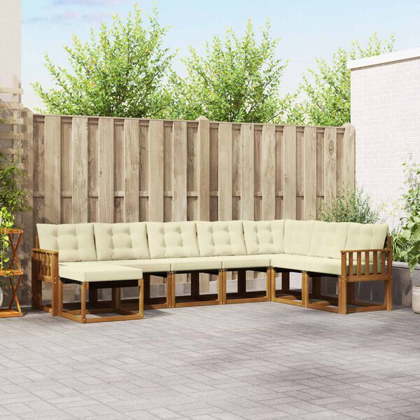 vidaXL Outdoor-Sofagarnitur mit Kissen 8 pcs Natur und Creme